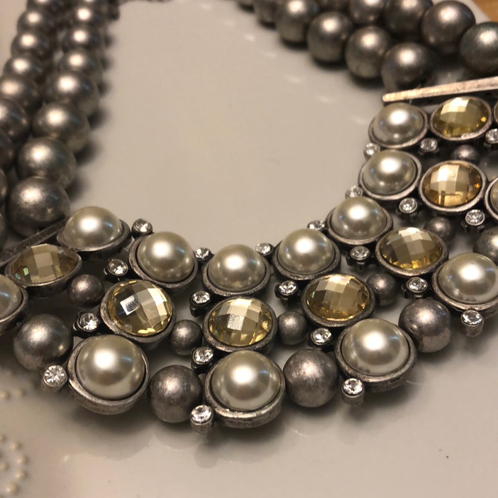 Chunky Bib Style Silver Bead Necklace